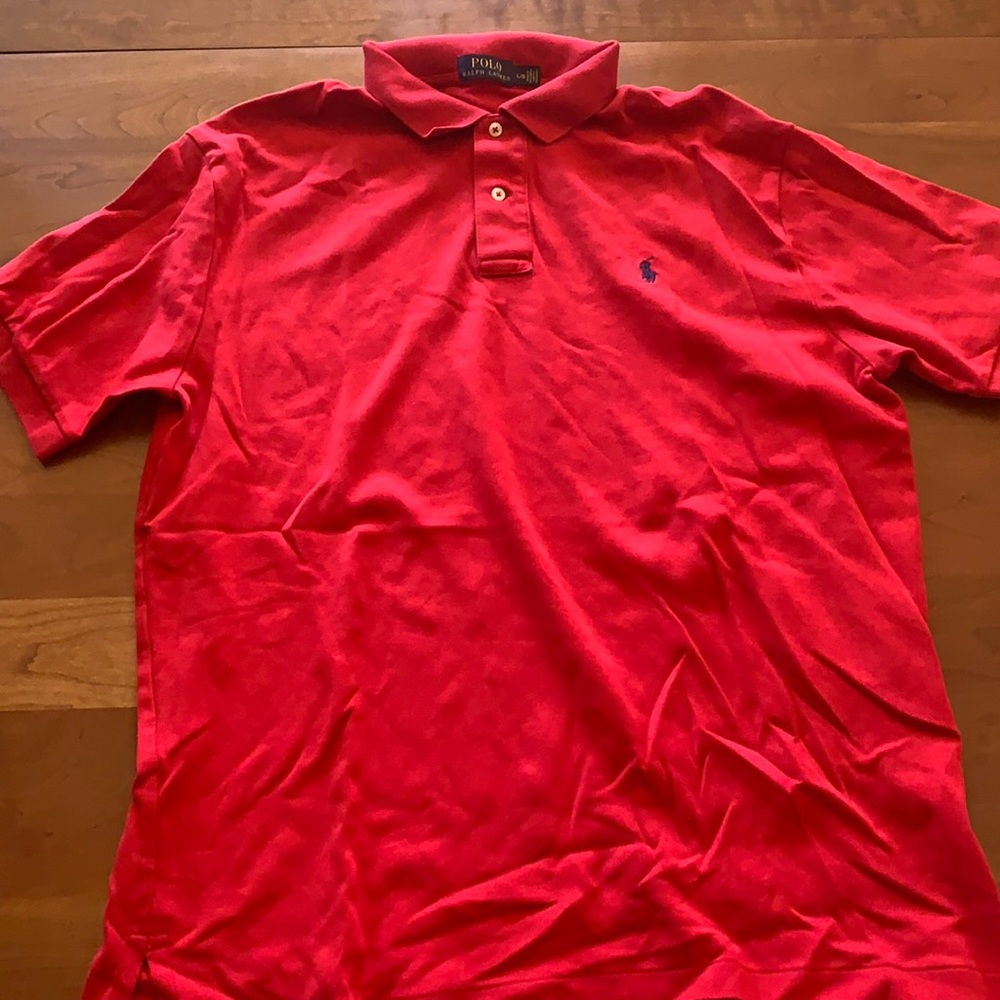 Red polo shirt